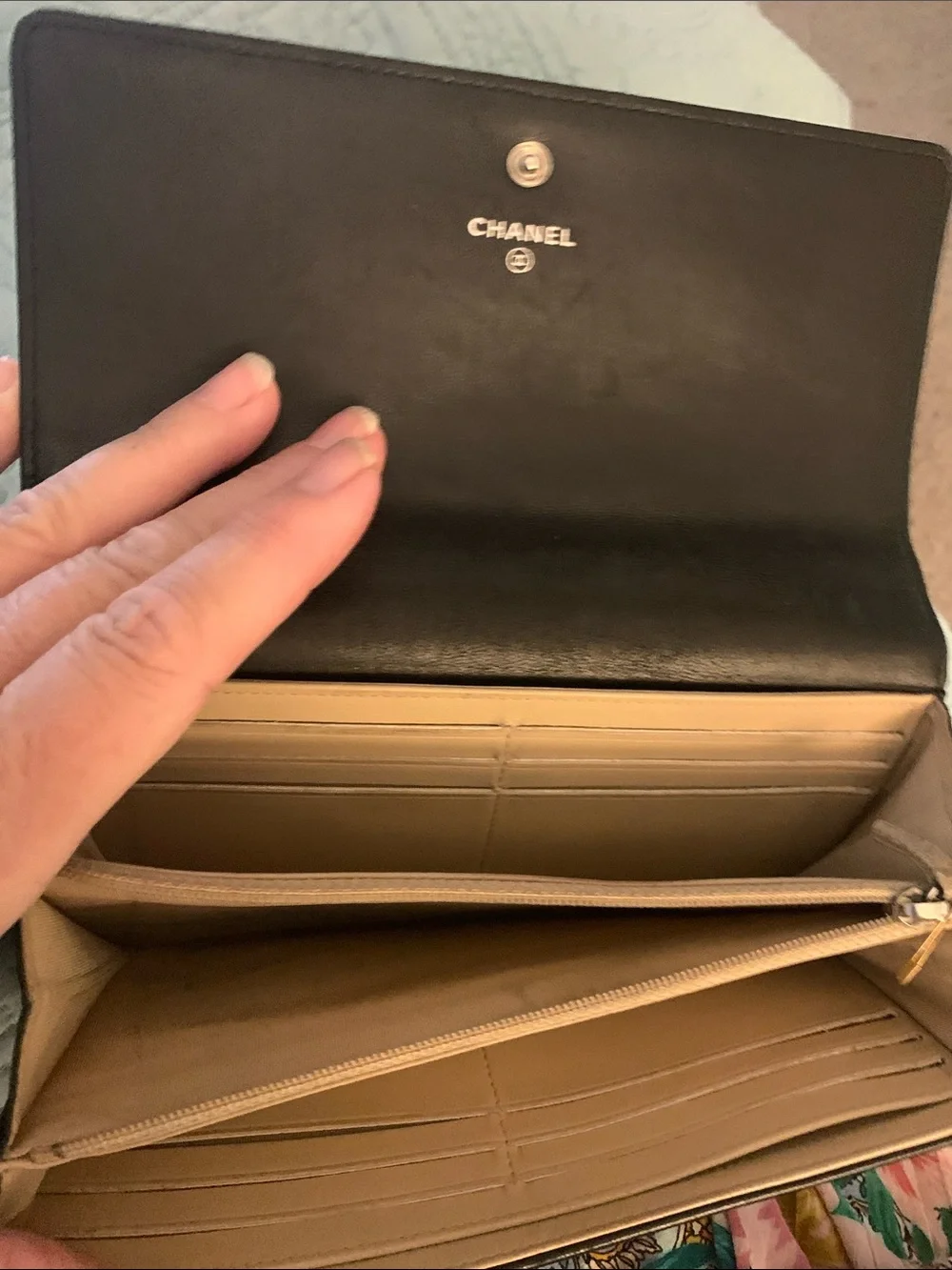 CHANEL Black Leather CC Logo Long Wallet